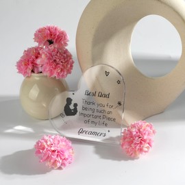 Heart Shaped Acrylic Plaque, Love You Gift, Dad and Child Pattern, Romantic Gift, Son Gift for Dad, Daughter Gift for Dad,Gifts for Men Funny and Unusual,Birthday Gifts for Men