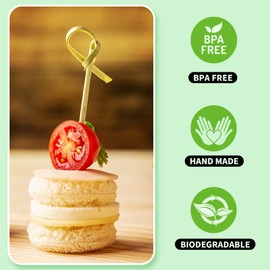 200PCS Cocktail Picks Bamboo Skewers for Appetizers, Fancy Toothpicks for Appetizers, 4.7 Inch Long Decorative Knot Bamboo Cocktail Sticks for Party Drinks Food Fruit Charcuterie Boards Accessories