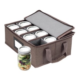 DIICCYO 16 oz Mason Jar Storage Containers, Mason Jar Organizer Pantry Canning Jar Storage Box, Foldable Carrier Bag with Handles and Dividers Holds 12 Pint Mason Jars Home Canning Supplies, 1 Pcs