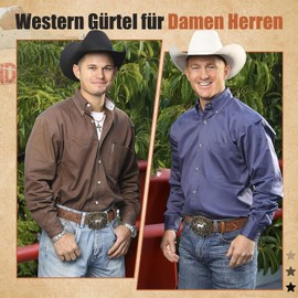 SANSTHS Cowboy Belt Men Women Floral Embossing Longhorn Western Leather Buckle Belt for Jeans Cowgirl Outfit, horse coffee