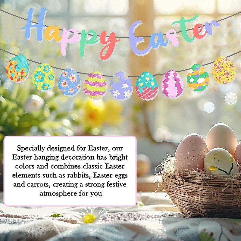 XZSKD Easter Tree Decorations, 8 Pcs Bunny Eggs Easter Decorations,