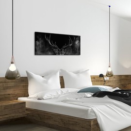 OuElegent Large Deer Antler Canvas Wall Art Deer Antler Pictures Black Deer Painting Artwork for Home Bedroom Living Room Wall Decor Framed 20"x48"