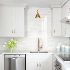 STICKGOO 10-Sheet Subway Tile Peel and Stick Backsplash, Seamless Design Polished Dolomite Kitchen Backsplash Wall Tiles, PVC Stick on Backsplash for Kitchen, Bathroom, RV, Fireplace