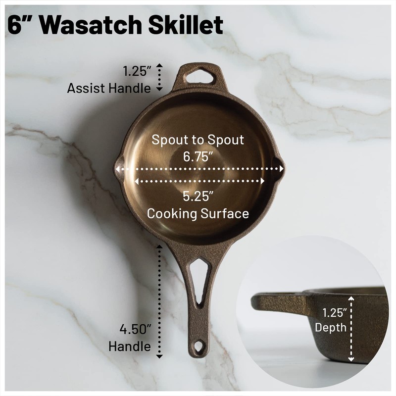 Backcountry Iron 6 Inch Smooth Wasatch Pre-Seasoned Round Cast Iron