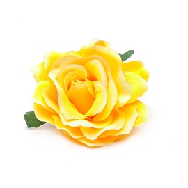 VEICOSTT Women Rose Flower Hair Clip Hair Accessories Flower Brooch Pin ZFJ11 (Yellow)