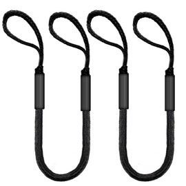 5FT Bungee Dock Line for Boats – Adjustable Elastic Mooring Rope – No-Tangle Quick Tie for PWC, Kayak, Canoe (Black)