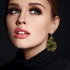 Vosach Green Camouflage Leather Teardrop Earrings For Women Retro Classical