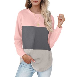 XIEERDUO Oversized T Shirts For Women Womens Plus Size Tops Color Block Pinkgrey XXXL