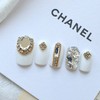 Royal White Handmade Nail Tips - Ballerina M / 로얄