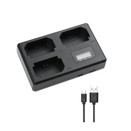 SHEAWA NP-FZ100 Charger, Charging Information Display, Display Included, 3 Simultaneous Charging, USB Charging, Quick Charging, Compatible with Sony A7III, A7M3, A7RIII, A7R3, Sony A9, Sony Alpha 9R,