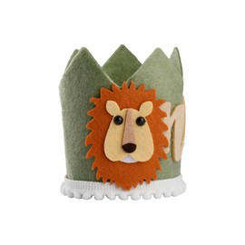 Tabanzhe First Birthday Crown Hat,Cute Lion Cartoon Pattern 1 Year Old Baby Birthday Party Decoration Hat,Baby 1st Birthday Party Headband Supplies Photo Props Gift for Boy Girls