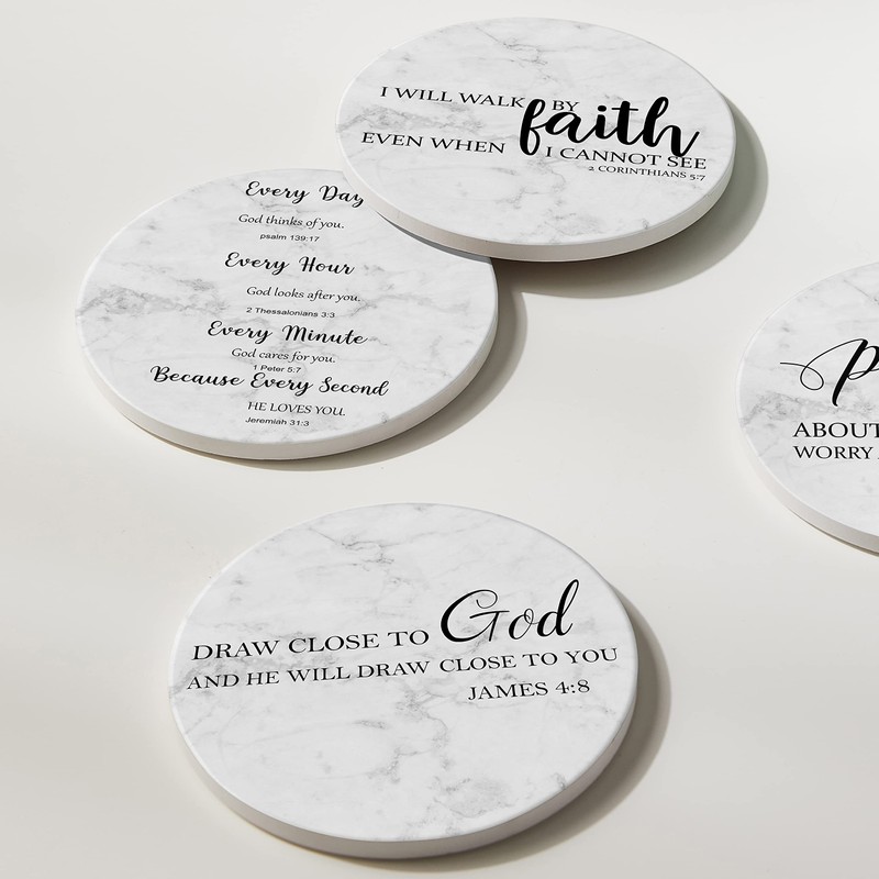 Hoomey Coasters for Drinks with Bible Verses, Set of 6
