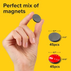 X-bet MAGNET Heavy Duty Magnets for Crafts - Ultra Strong Round Magnets for DIY, Home Space Organization & Decoration - Perfect Size for Whiteboard & Fridge (90 pcs, Mix)