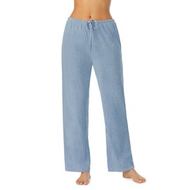 Nautica Womens Sleep Pants - Long Length, Breathable Pajama Bottoms - Cotton Knit Jersey Sleepwear and Loungewear - Heather Blue, Small