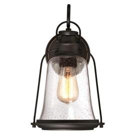 Westinghouse Lighting 6349100 Brynn One-Light Outdoor Wall Fixture, Oil Rubbed Bronze Finish with Highlights and Clear Seeded Glass, Black White