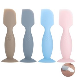 4 Pcs Espátula para Crema de Pañales, Crema para Rozaduras Niños, Aplicador de Pasta para Niños, Cepillo Silicona Suave, Herramientas Cambio Pañal, Ce