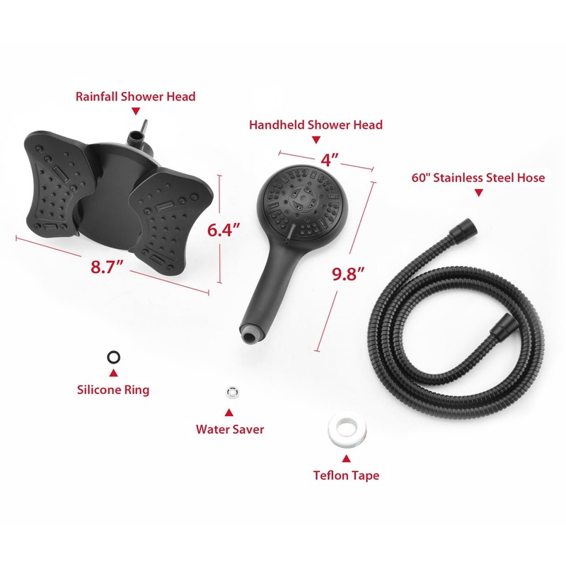 GRICH 2.5GPM Shower Heads with Handheld Spray Combo: High Pressure