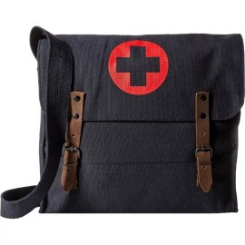 Rothco NATO Medic Canvas Bag Military Red Cross Shoulder Crossbody Messenger Bag - Black NATO