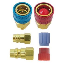 Feuaue R1234YF to R134A Quick Coupler Replacement Parts,R134A to R1234YF Adapters Kit, High Low Side Connector Conversion Kit for AC Charging R1234YF Refrigerant Air Conditioning System Hose Fitting