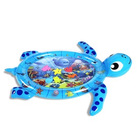 ZHUYNXIR Baby Tummy Time Water Play Mat, Tummy time mats, Premium Baby Developmental Toy for Baby's Stimulation Growth for 3-36 Months Old Toddlers (Blue Turtle)