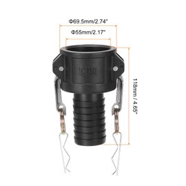 PATIKIL Poly Cam Lock Fittings, 2 Pcs 1.5" Part C Male Adapter x Hose End Cam Groove Hose Fittings Polypropylene Cam Lock Fittings, Black