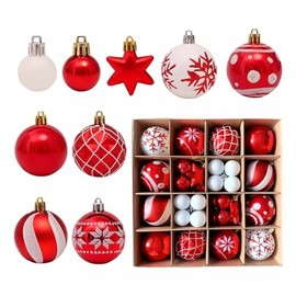 Juego de Adornos para árbol de Navidad, 42 Unidades Kit de Esferas Navideñas Decorativas Colgante para árboles de Navidad Adornos Surtidos para Pino N