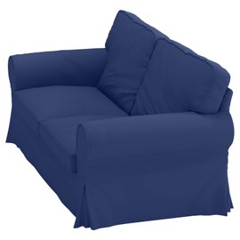 HomeTown Market Heavy Cotton Ektorp Sofa Cover Replacement is Made Compatible for Ektorp Sofa Cover, 3 Seat Loveseat Or Armchair Slipcover Replacement (Blue Ektorp Loveseat)