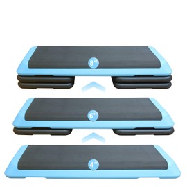 LJLB Adjustable Aerobic Step for Enhanced Fitness, Non-Slip and Lightweight with 3 Height Levels, for Home Workouts, Blue