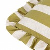 furn. Linen Stripe Ruffle Cushion Cover - Linen/Olive - 50x50cm