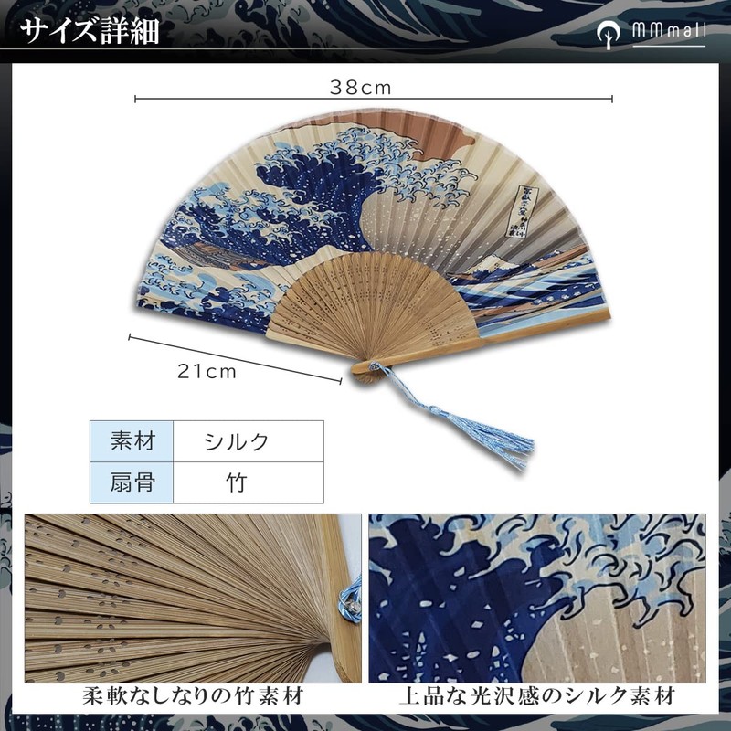 MMmall Japanese Souvenir Fan, Japanese Pattern, 36 Views of Fugaku,