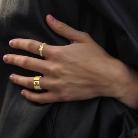 Butterfly Rings Adjustable Rings for Women Men Matching Couples Friendship Rings Trendy Dainty Rings Set for Teen Girls (gold)