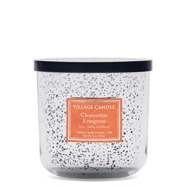 Village Candle Clementine Evergreen, Mercury Glass Black Lid, Scented Candle, 13 oz