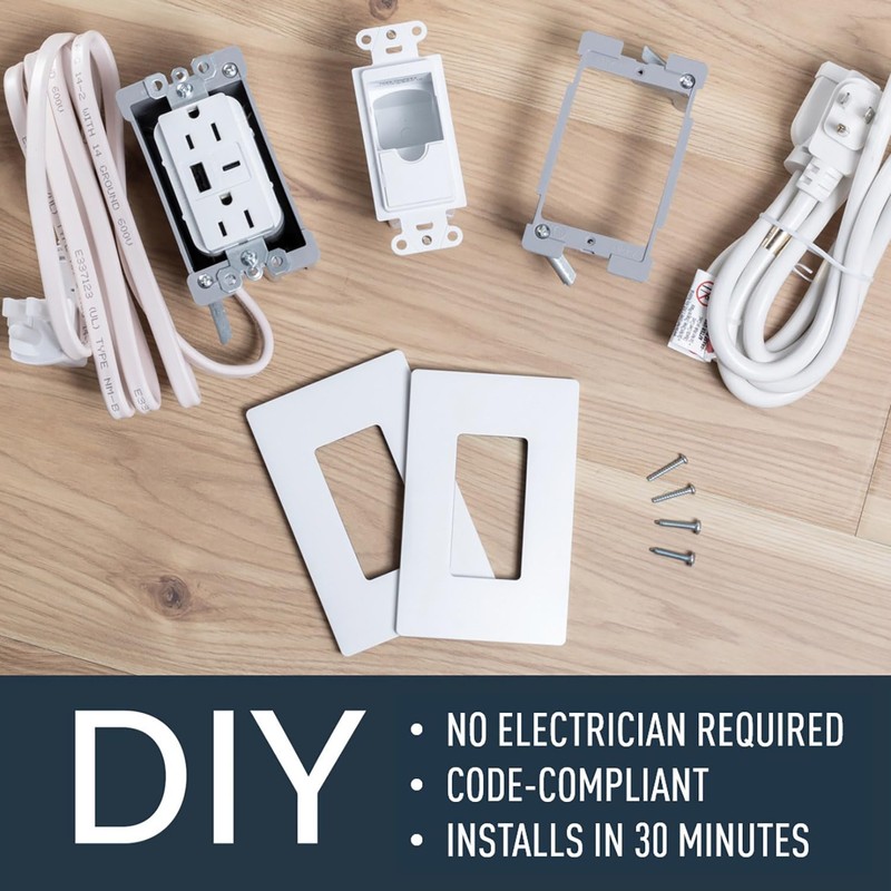 Legrand Wiremold In-Wall Power Outlet Extender Kit, White, 6 Foot