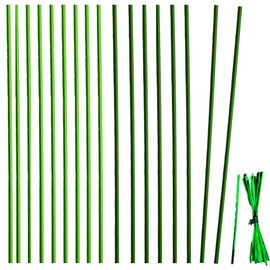 Plant Stakes 30 Pcs Plant Stakes Plant Support Stickr Garden Green Bendable Single Stem Plant Support Stakes for Indoor Outdoor Plants Potted Plants Flowers Tomato Orchid Peony Rose 16Inches