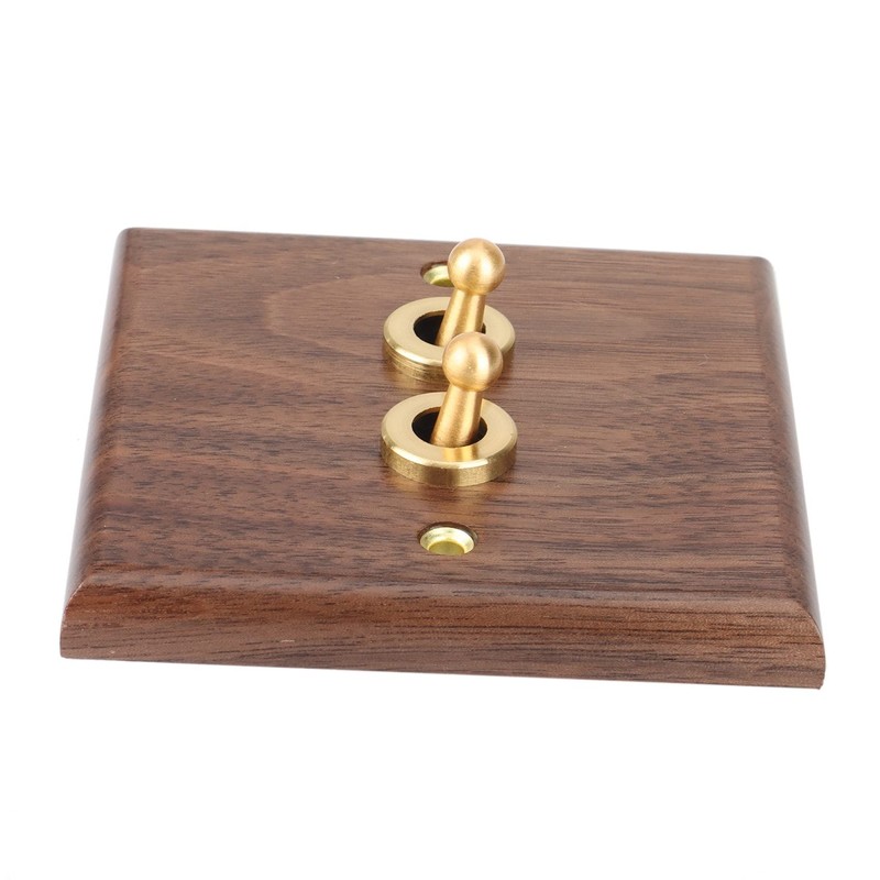 Retro American Industrial Style Light Switch Socket, Solid Wood Brass