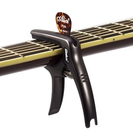 MEELAND 3in1 Guitar Capo for Acoustic and Electric Guitars Ukulele,(Picks Holder and Bridge Pins Puller and capo 3 in 1）Free 3 Picks Metallic Black
