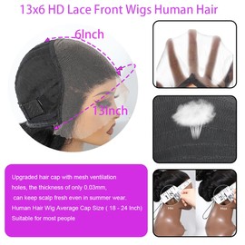 32 Inch 13x6 Body Wave Lace Front Wigs Human Hair 200 Density HD Transparent Lace Frontal Wigs Pre Plucked Glueless Wigs Human Hair Wig For Black Women (Black, 32 Inch, body)