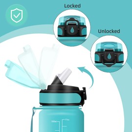 Vikaster School Water Bottle, Water Bottle with Straw 0.5 L, Leak-Proof, BPA-Free, Sports Bottle for Camping, Yoga, Gym, School, Outdoors