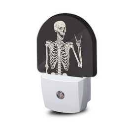 AOWULA Skull Night Light,Rock Skeleton Skull Night Lights Plug into Wall, Dusk to Dawn Sensor LED Lamp 0.5W for Boys/Girls/Women/Men Decorations Room 0.5W Sleep Friendly