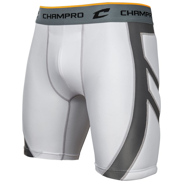 CHAMPRO mens Wind Up Compression Polyester Spandex Sliding Short, White, Medium US