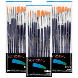 GOTIDEAL Paint Brush Set, 30 Pcs Round Pointed Tip, Small Nylon Hair Brushes for Acrylic, Oil and Gouache，Body, Face Nail Art and Rock Painting, Perfect for Kids & Adult