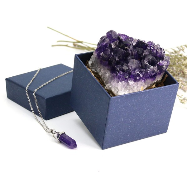 Nvzi Amethyst Crystal, Amethyst Crystal Necklaces, Amethyst Geode Crystals, Cristal Stone, Raw Crystal Cluster, Protection Crystals, Healing Crystals, Purple Crystal, Amethyst Gifts (About 240G)