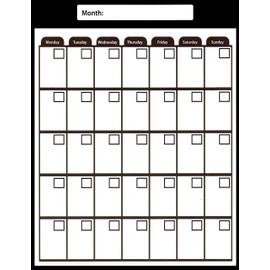 Magnetic Dry Erase Calendar - Monthly Planner/Locker Wallpaper - (Full sheet Magnetic) (Black)
