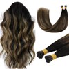 DOORES I Tip Human Hair Extensions, Balayage Natural Black to
