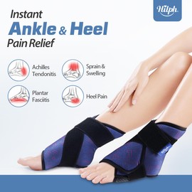Hilph Cooling Sleeve Foot Ankle Cooling Pads Gel, Flexible Cooling Pads Ankle for Achilles Tendonitis Injuries, Plantar Fasciitis, Swelling, Foot Injuries, Pack of 2