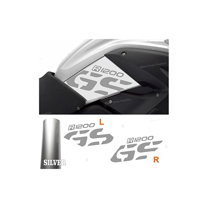 2 Stickers Compatible with Motorcycle R 1200 GS 2008-2012 White
