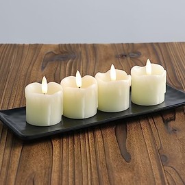 Rhytsing 4 Velas votivas sin llama cera real con temporizador, velas de pilas con llama para corona de Navidad, 5cm x 5cm