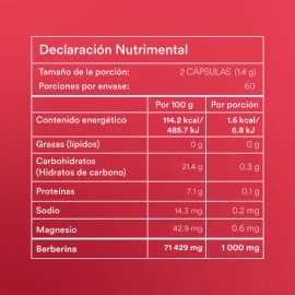 Suplemento Berberina Pura Wu Nutrition 120 Capsulas Sin sabor Para 2 Meses De Consumo Bienestar