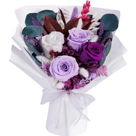 Flowers Gifts for Mom, Flower for Delivery, Preserved Roses Bouquets, Purple Roses, Birthday Gifts for Women, Mothers Day Flowers for Wife
