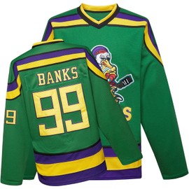 MEBRACS 99 Banks Mighty Ducks Movie Youth Ice Hockey Jersey for Kids (Green99, Small)